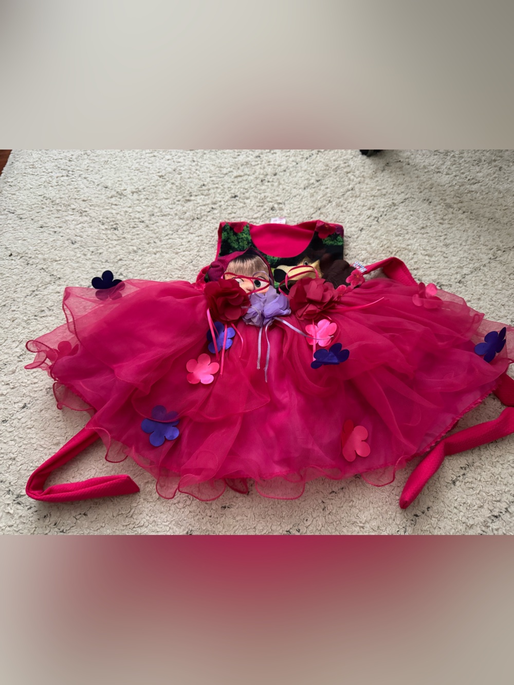 12M Masha and the Bear Hot Pink Floral Tutu Dress